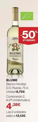 Oferta de Blume - Blanco Verdejo D.o. Rueda por 8,75€ en Hipercor