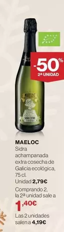 Oferta de Maeloc - Sidra Acamupanada Extra-cosceche De Galicia Ecológica por 2,79€ en Hipercor