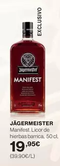 Oferta de Jagermeister - Manifest Licor De Hierbas Barrica por 19,95€ en Hipercor