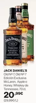 Oferta de Jack Daniel's - Old No 7, Old No 7 Edicion Exclusiva Mclaren, Apple O Honey Whiskey De Tennessee por 20,99€ en Hipercor