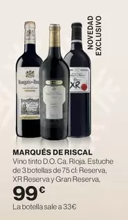 Oferta de Marqués De Riscal - Vino Tinto D.O.Ca. Rioja por 99€ en Hipercor