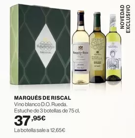 Oferta de Marqués De Riscal - Vino Blanco D.O. Rueda por 37,95€ en Hipercor