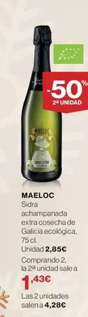 Oferta de Maeloc - Sidra Acamuramada Extra por 2,85€ en Hipercor