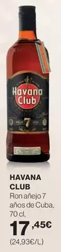 Oferta de Havana Club - Ron Añejo 7 Años De Cuba por 17,45€ en Hipercor