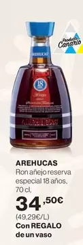 Oferta de Arehucas - Ron Anejo Reserva Especial por 34,5€ en Hipercor