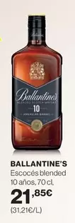 Oferta de Ballantine's - Escocés Blended 10 Años por 21,85€ en Hipercor