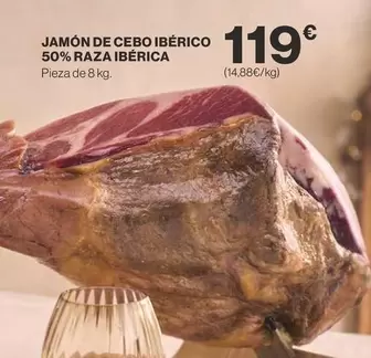 Oferta de Jamón De Cebo Ibérico 50% Raza Ibérica por 119€ en Supercor