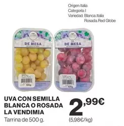 Oferta de Origen - Uva Con Semilla Blanca O Rosada por 2,99€ en Supercor