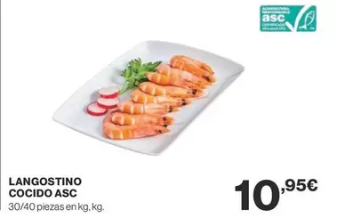 Oferta de Langostino Cocido Asc por 10,95€ en Supercor