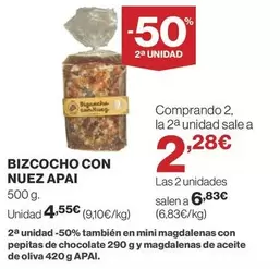 Oferta de Bizcocho Con Nuez Apai por 4,55€ en Supercor