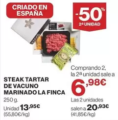 Oferta de La Finca - Steak Tartar De Vacuno Marinado por 13,95€ en Supercor