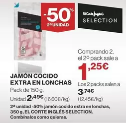 Oferta de Jamon Cocido Extra En Lonchas por 2,49€ en Supercor