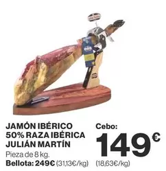 Oferta de Julian Martín - Jamón Ibérico 50% Raza Ibérica por 149€ en Supercor