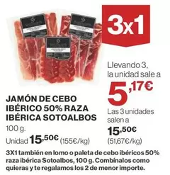 Oferta de Sotoalbos - Jamón De Cebo Ibérico 50% Raza Ibérica por 15,5€ en Supercor