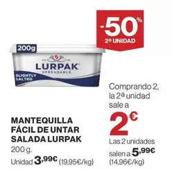 Oferta de Lurpak - Mantequilla Facil De Untar Salada por 3,99€ en Supercor