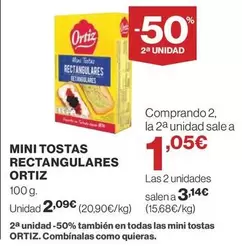 Oferta de Ortiz - Mini Tostas Rectangulares por 2,09€ en Supercor