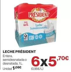 Oferta de Président - Leche por 1,08€ en Supercor