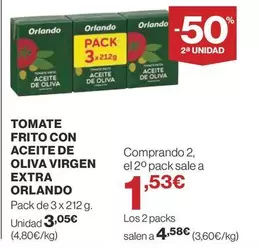 Oferta de Orlando - Tomate Frito Con Aceite De Oliva Virgen Extra por 3,05€ en Supercor