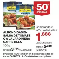 Oferta de Carretilla - Albondigas En Salsa De Tomate O A La Jardinera por 3,75€ en Supercor