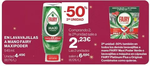 Oferta de Fairy - En Lavavajillas A Mano por 4,45€ en Supercor