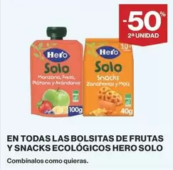 Oferta de Hero - En Todas Las Bolsitas De Frutas Y Snacks Ecológicos en Supercor