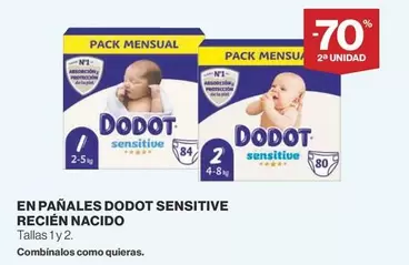 Oferta de Dodot - En Pañales Sensitive Recien Nacido en Supercor