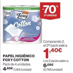 Oferta de Foxy - Papel Higiénico Cotton por 4,65€ en Supercor