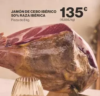 Oferta de Jamón De Cebo Ibérico 50% Raza Ibérica por 135€ en Supercor