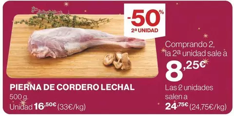 Oferta de Pierna De Cordero Lechal por 16,5€ en Supercor