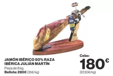 Oferta de Julian Martín - Jamón Ibérico 50% Raza Ibérica por 180€ en Supercor