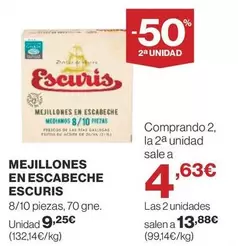 Oferta de Escuris - Mejillones En Escabeche por 9,25€ en Supercor