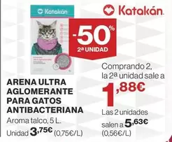 Oferta de Katakan - Arena Ultra Aglomerante Para Gatos Antibacteriana por 3,75€ en Supercor