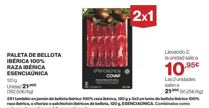 Oferta de Bellota - Paleta De  Ibérica 100% Raza Ibérica Esenciaúnica por 21,9€ en Supercor Exprés