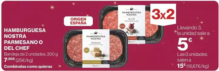 Oferta de Chef - Hamburguesa Nostra Parmesano O Del por 7,5€ en Supercor Exprés