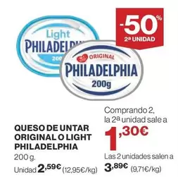 Oferta de Philadelphia - Queso De Untar Original O Light por 2,59€ en Supercor Exprés