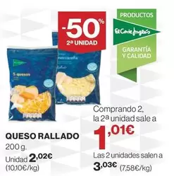 Oferta de Queso Rallado por 2,02€ en Supercor Exprés