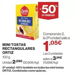 Oferta de Ortiz - Mini Tostas Rectangulares por 2,09€ en Supercor Exprés