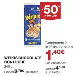 Oferta de Weikis - Chocolate Con Leche por 2,79€ en Supercor Exprés