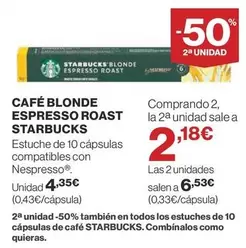 Oferta de Starbucks - Café Blonde Espresso Roast por 4,35€ en Supercor Exprés