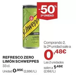 Oferta de Schweppes - Refresco Zero Limon por 0,95€ en Supercor Exprés