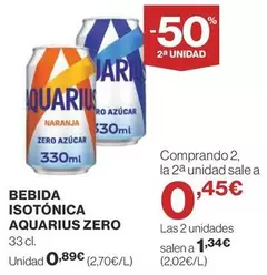 Oferta de Aquarius - Bebida Isotónica Zero por 0,89€ en Supercor Exprés