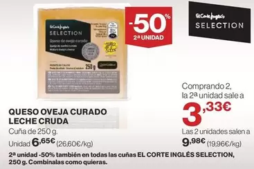 Oferta de El Corte Inglés - Queso Oveja Curado Leche Cruda por 6,65€ en Supercor Exprés