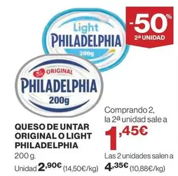 Oferta de Philadelphia - Queso De Untar Original O Light por 2,9€ en Supercor Exprés