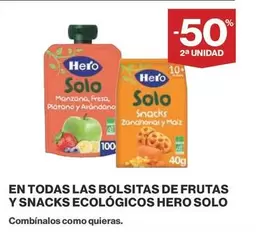 Oferta de Hero - En Todas Las Bolsitas De Frutas Y Snacks Ecológicos Solo en Supercor Exprés