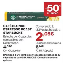 Oferta de Starbucks - Café Blonde Espresso Roast por 4,09€ en Supercor Exprés