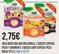 Oferta de Arla - Queso Rallado Mozzarella, 3 Quesos Especial Pasta Y Gratinar O 3 Quesos Light Especial Pizza por 2,75€ en Claudio