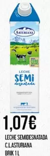 Oferta de La Asturiana - Leche Semidesnatada por 1,07€ en Claudio