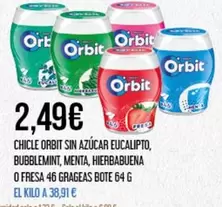 Oferta de Orbit - Chicle Sin Azucar Eucalipto, Bubblemint, Menta, Hierbabuena O Fresa por 2,49€ en Claudio