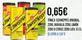 Oferta de Schweppes - Tonica Original, Zero, Naranja Zero, Limon Zero O Citrus Zero Lata por 0,65€ en Claudio