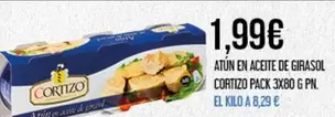 Oferta de Cortizo - Atun En Aceite De Girasol por 1,99€ en Claudio